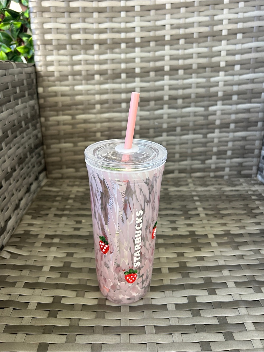Starbucks Pink Strawberry Double-Wall Tumbler with Straw